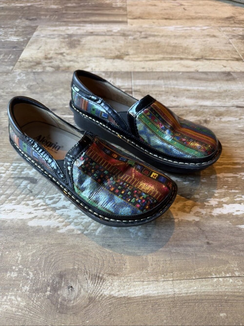 Alegria by PG Lite Debra Slip On Wedge Leather Multicolored Women’s EU40 US9